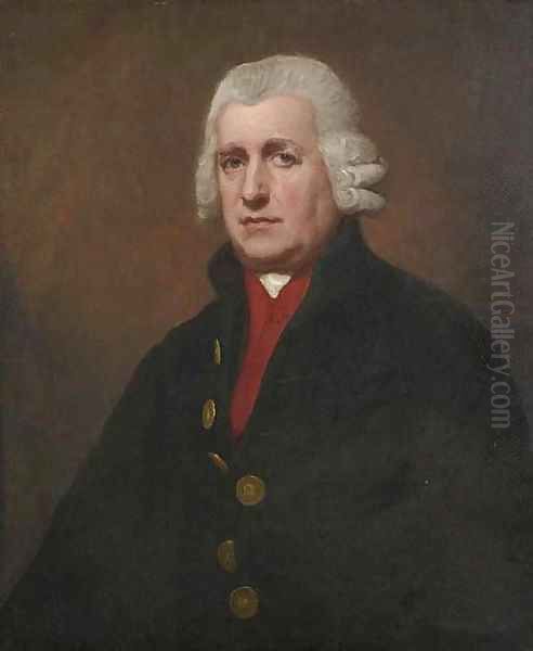 Portrait Of A Gentleman, Believed To Be Nicholas Pearse (1719-1798), Half-Length, In A Blue Coat And Red Waistcoat Oil Painting by George Romney