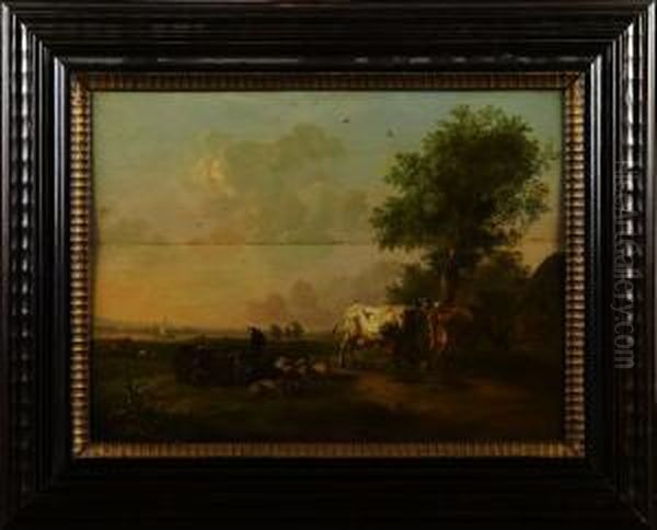 Pastoralt Landskap Oil Painting by Balthasar Paul Ommeganck