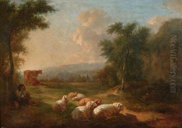 Repos Aux Paturages. Oil Painting by Balthasar Paul Ommeganck