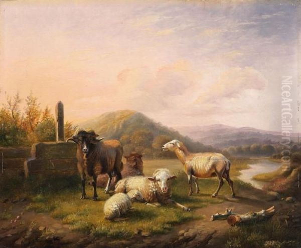 Landschaft Mit Kleiner Schafherde Oil Painting by Balthasar Paul Ommeganck