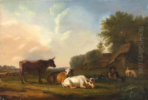 Landschaft Mit Hirte Und Vieh Oil Painting by Balthasar Paul Ommeganck