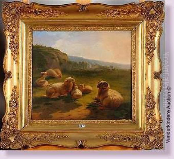 Moutons Au Pre Oil Painting by Balthasar Paul Ommeganck