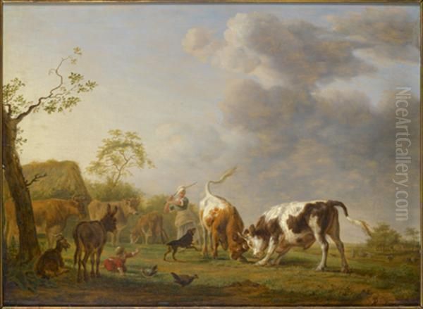 Le Combat De Bovides Oil Painting by Balthasar Paul Ommeganck