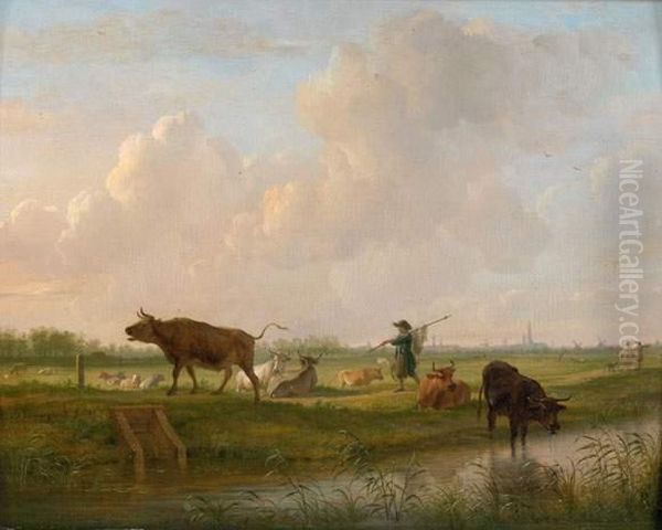 Paysage Pastoral Au Soleil Couchant Oil Painting by Balthasar Paul Ommeganck