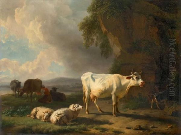 Landschaft Mit Viehherde Oil Painting by Balthasar Paul Ommeganck