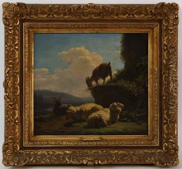 Moutons Aupaturage Oil Painting by Balthasar Paul Ommeganck