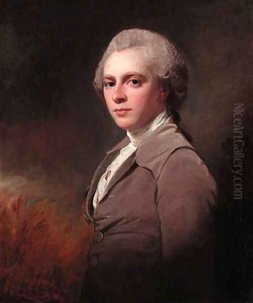 Portrait of George Cowper (1754-1787), half-length, in a mauve coat Oil Painting by George Romney