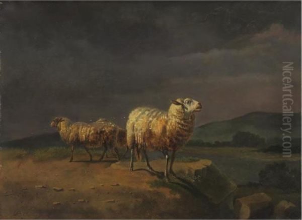 Sheep In A Landscape Oil Painting by Balthasar Paul Ommeganck