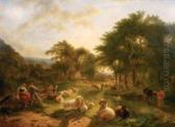 Scene Pastorale Oil Painting by Balthasar Paul Ommeganck