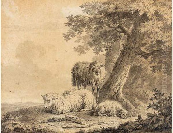 Paysage Aux Moutons Oil Painting by Balthasar Paul Ommeganck