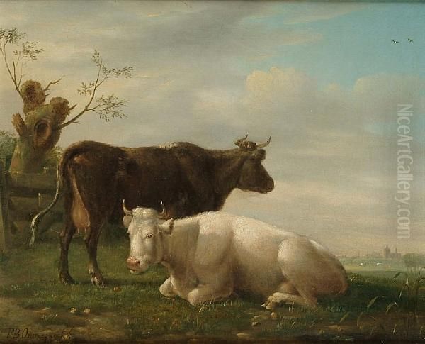 Cattle In A Landscape Oil Painting by Balthasar Paul Ommeganck