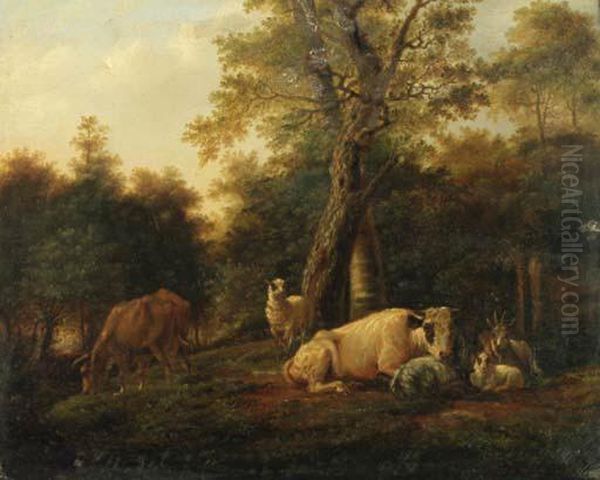 Cattle Oil Painting by Balthasar Paul Ommeganck