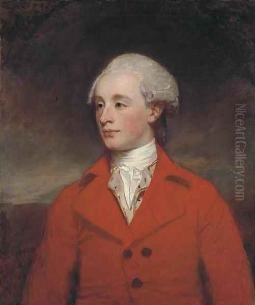 Portrait of Mr Morley, half-length, in a red coat Oil Painting by George Romney