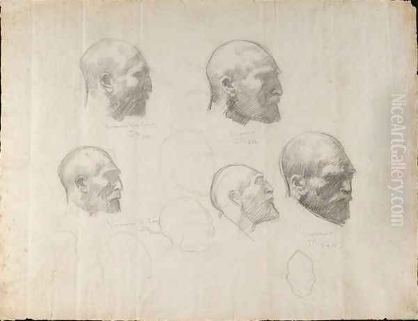 Five studies of Vincent van Gogh 1853-90 Oil Painting by John Peter Russell