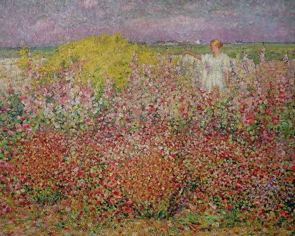 Mrs. Russell Amongst the Flowers at Belle Isle, 1927 Oil Painting by John Peter Russell