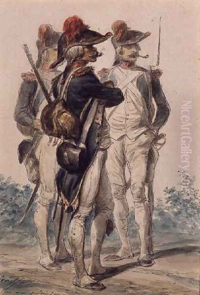 Soldiers of the Republic, 1849 Oil Painting by Auguste Raffet