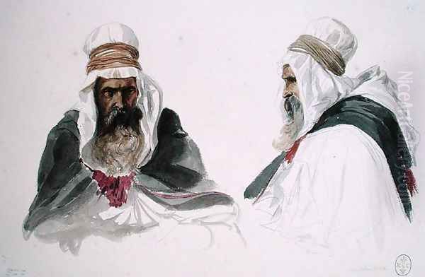 Double Study of a Seated Arab, from Album Algerie et Camp de Compiegne, 1875 Oil Painting by Auguste Raffet