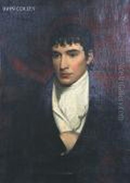 A Portrait Of John Colley, As A 
Young Man, Waist Length, Wearing Dark Jacket And White Stock Oil Painting by John Opie