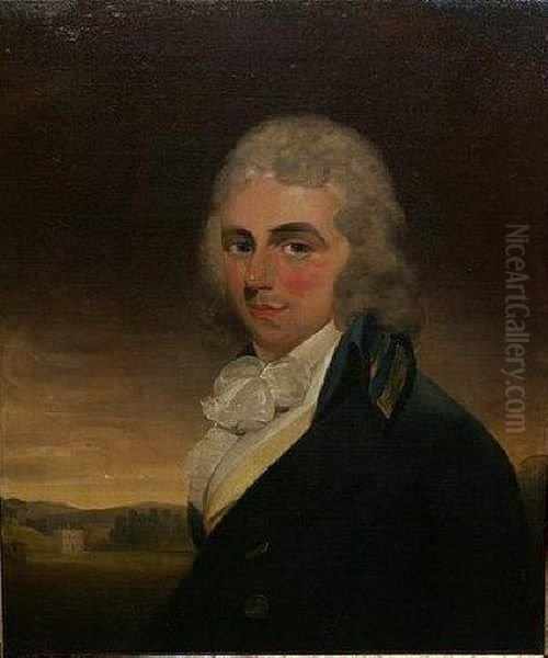 A Portrait Of William Clarke Of 
Buckland-tout-saints, Kingsbridge, Devon. He Is Shown Before His Devon 
Mansion Which Was Acquired By Him In 1793. Died 1795 Oil Painting by John Opie