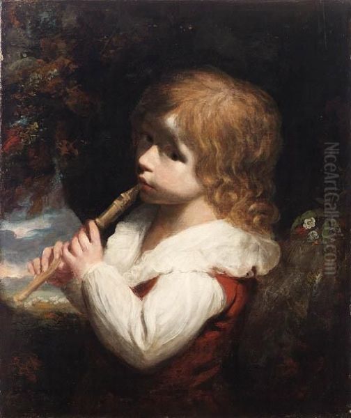 Portrait Of A Boy Playing A Flute Oil Painting by John Opie