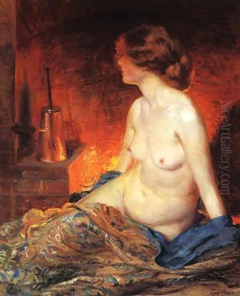 By the Fireside Oil Painting by Guy Rose