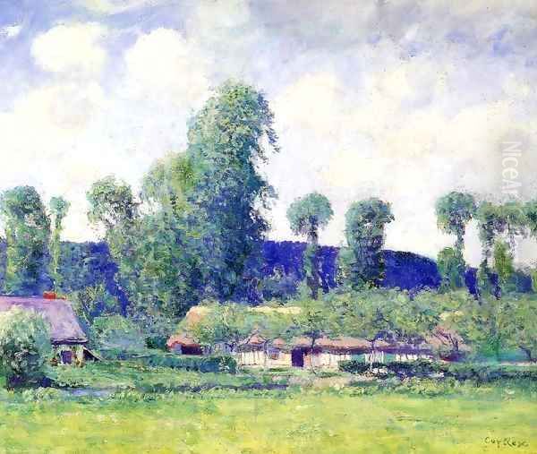 French Farm Oil Painting by Guy Rose