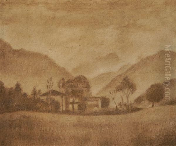 Paesaggio Montano Oil Painting by Ubaldo Oppi