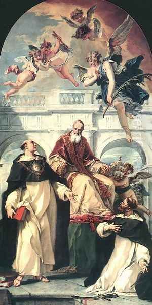 St Pius, St Thomas of Aquino and St Peter Martyr 1730-33 Oil Painting by Sebastiano Ricci