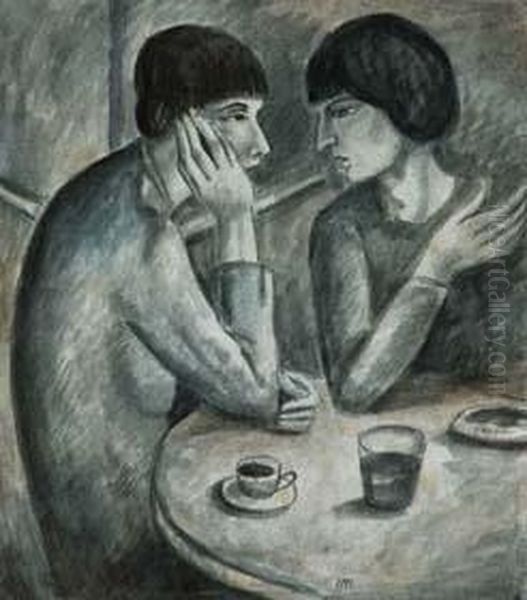 Due Donne Al Bar, 1913/15 Oil Painting by Ubaldo Oppi