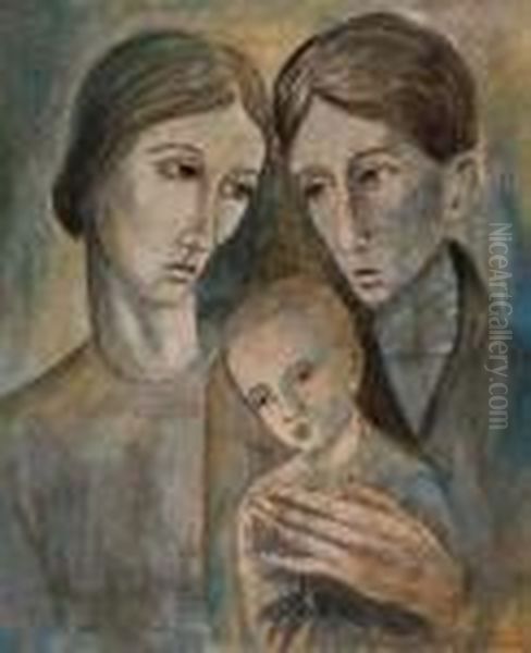 Ritratto Di Famiglia Oil Painting by Ubaldo Oppi