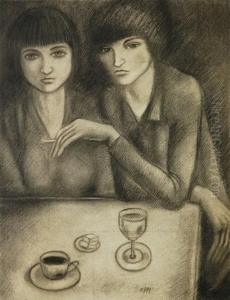 Due Donne Al Bar Oil Painting by Ubaldo Oppi