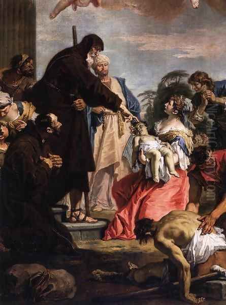 St Francis of Paola Resuscitating a Dead Child Oil Painting by Sebastiano Ricci