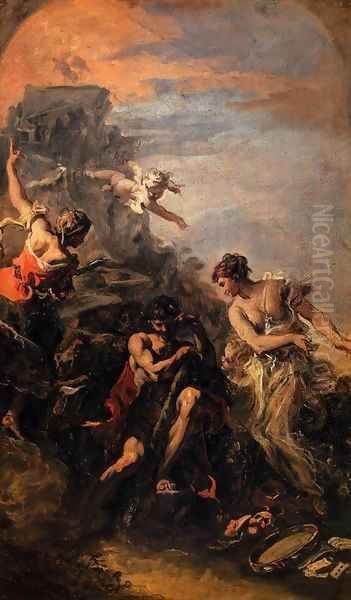 Hercules at the Crossroad Oil Painting by Sebastiano Ricci