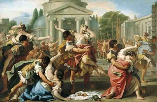 The Rape of the Sabine Women c 1700 Oil Painting by Sebastiano Ricci