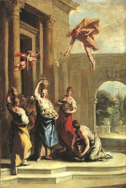 Mercury and Herse outside the temple of Minerva by Sebastiano Ricci