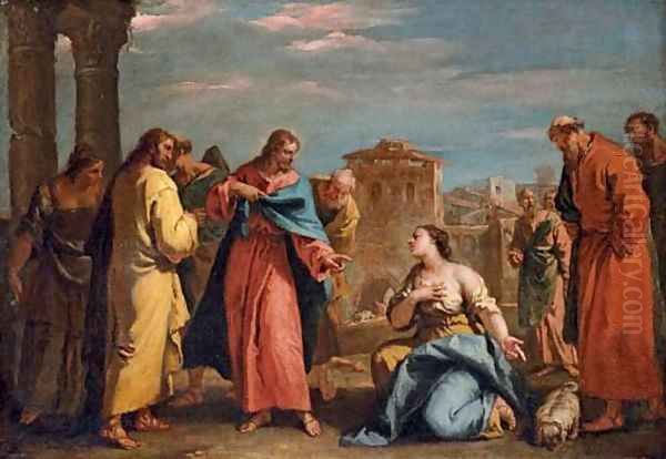 Christ and the Woman of Canaan Oil Painting by Sebastiano Ricci