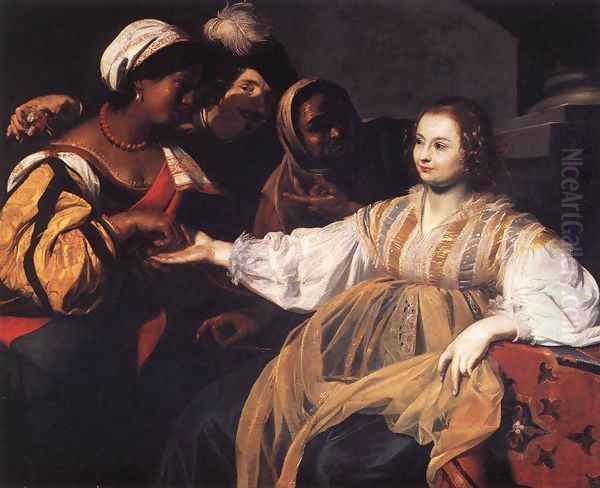 The Fortune Teller c. 1625 Oil Painting by Niccolo Renieri (see Regnier, Nicolas)