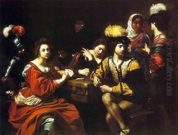 Cardsharps and Fortune Teller Oil Painting by Niccolo Renieri (see Regnier, Nicolas)