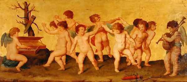 Amorini Dancing Oil Painting by Raphael (Raffaello Sanzio of Urbino)