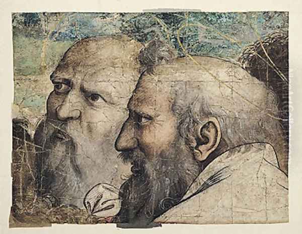 Two Heads, study for St. Peter Receiving the Keys to Heaven Oil Painting by Raphael (Raffaello Sanzio of Urbino)