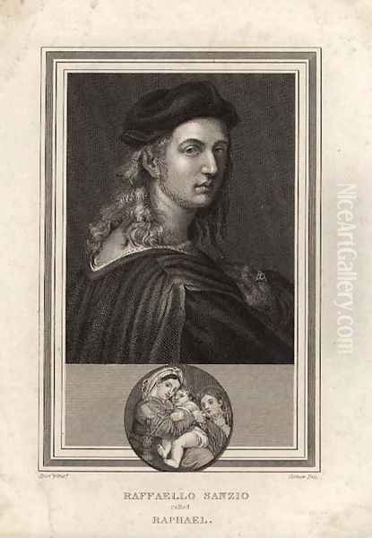 Raffaello Sanzio, called Raphael, engraved by Corner Oil Painting by Raphael (Raffaello Sanzio of Urbino)