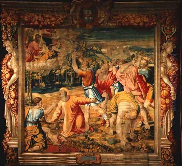 St. Stephen, woven at the Louvre workshop of Jean Lefevre, 1655-61 Oil Painting by Raphael (Raffaello Sanzio of Urbino)