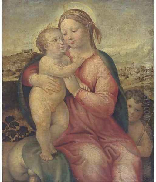 The Madonna and Child with the Infant Saint John the Baptist 2 Oil Painting by Raphael (Raffaello Sanzio of Urbino)