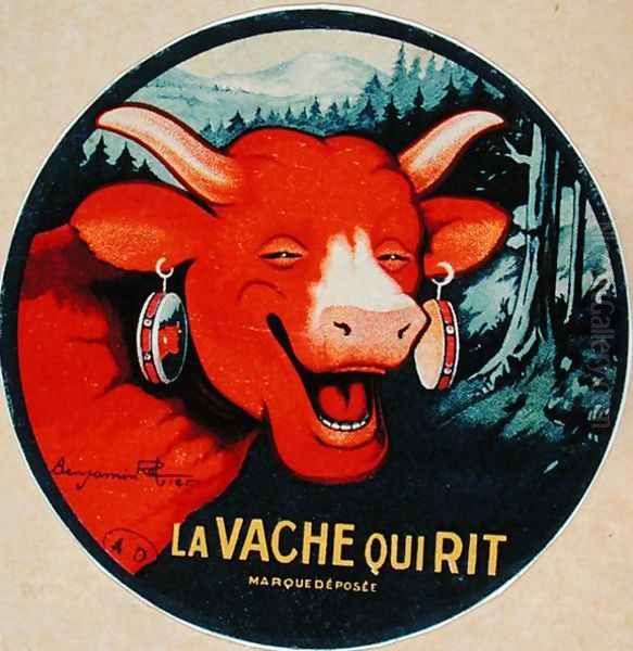 Label design for La vache qui rit cheese, c.1935 Oil Painting by Benjamin Rabier