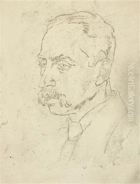 A Portrait Of R. M. Rilke Oil Painting by Emil Orlik