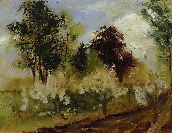 Belgian Landscape Oil Painting by Auguste Rodin