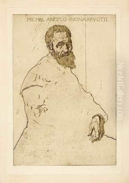 Michelangelo Buonarotti Oil Painting by Emil Orlik