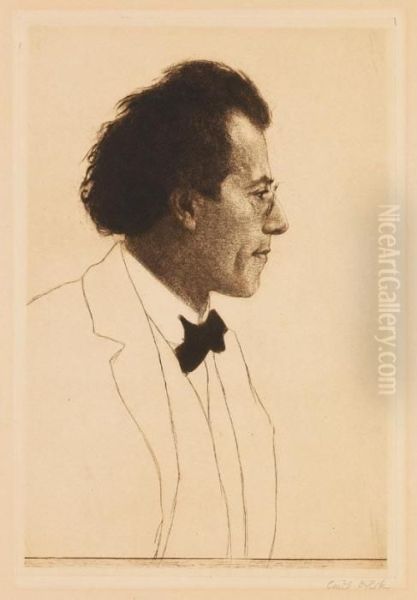 Der Komponist Gustav Mahler. Oil Painting by Emil Orlik