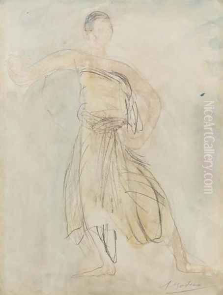 Danseuse Cambodgienne Oil Painting by Auguste Rodin