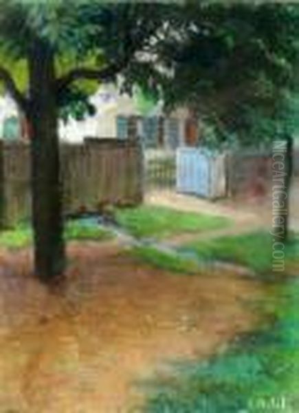 Front Yard Of A House Oil Painting by Emil Orlik